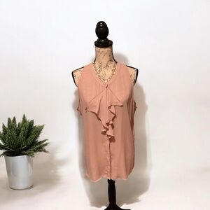 Violet & Claire Pink Sleeveless Ruffle Blouse XL